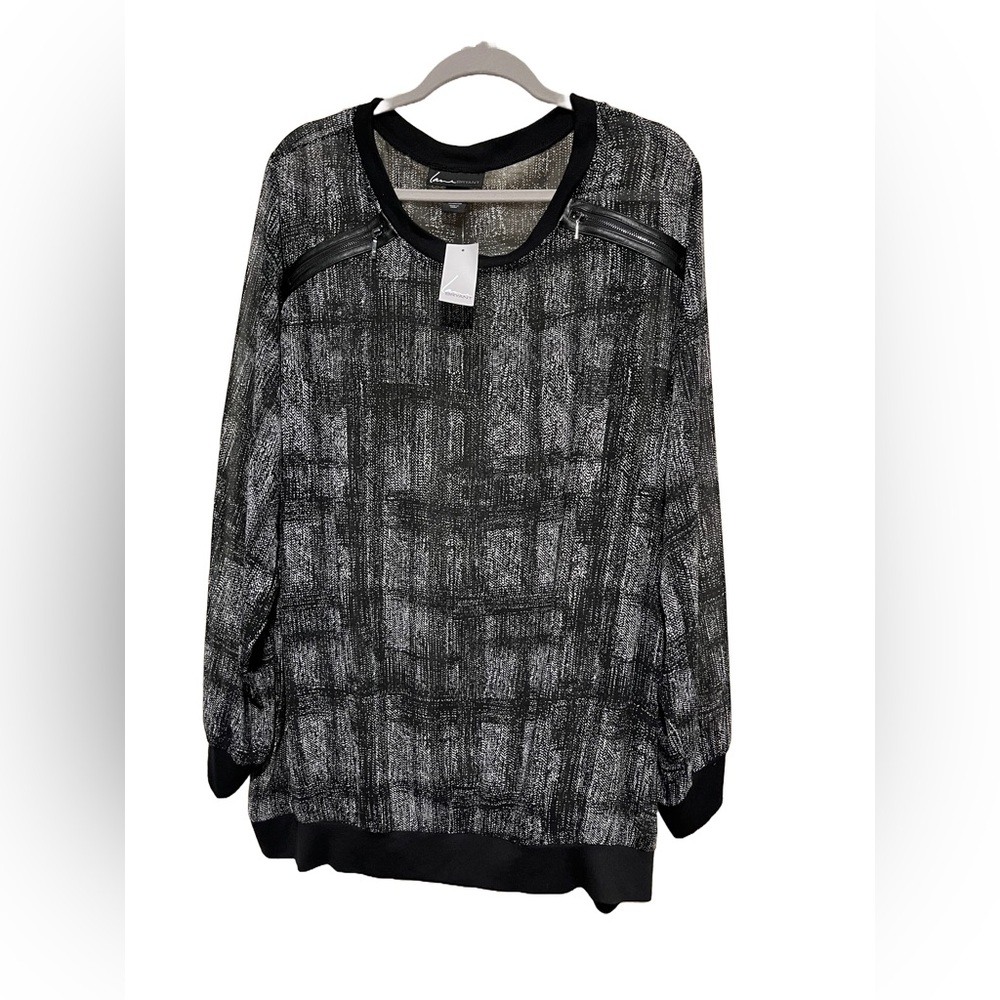 Lane Bryant Women's Semi-Sheer Long Sleeve Black Blouse Size 22/24